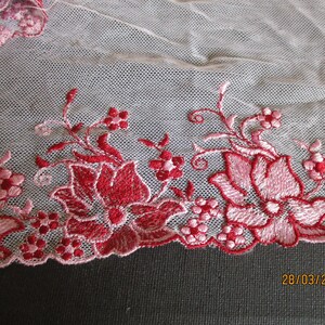 3 m Spitze Rosa - Karminrot (zwei Stücke), Tüllspitze, Wäschespitze, Nachtgewand, Unterwäsche, Ausschnitt T-Shirt, Synthetik