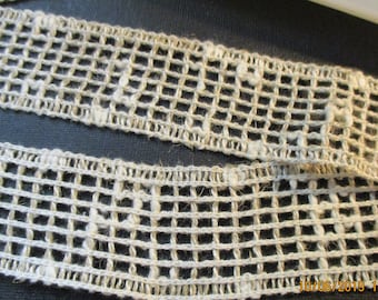 Vintage lace, cotton with linen, insert lace, 4 cm