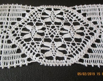 1 m cotton lace, insert lace, 7.5 cm, white bobbin lace, merc. 100% cotton, vintage