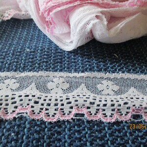 Offerta: 5 m di fine pizzo bianco-rosa, pizzo di tulle, pizzo di 4 cm, abito da ballo, cucito per bambole, abbigliamento per ragazze