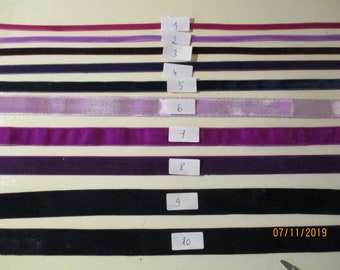 Velvet ribbon lilac - violet - variations, each 1x 3 m, 2 m or 1.5 m, 6 mm - 22 mm, DIY, traditional costumes, vintage