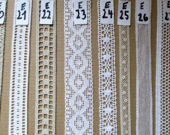 2 m insert lace, 10 mm - 28 mm, 8 types to choose from, white, light beige, cream, beige, Insert lace, pizzo da inserire