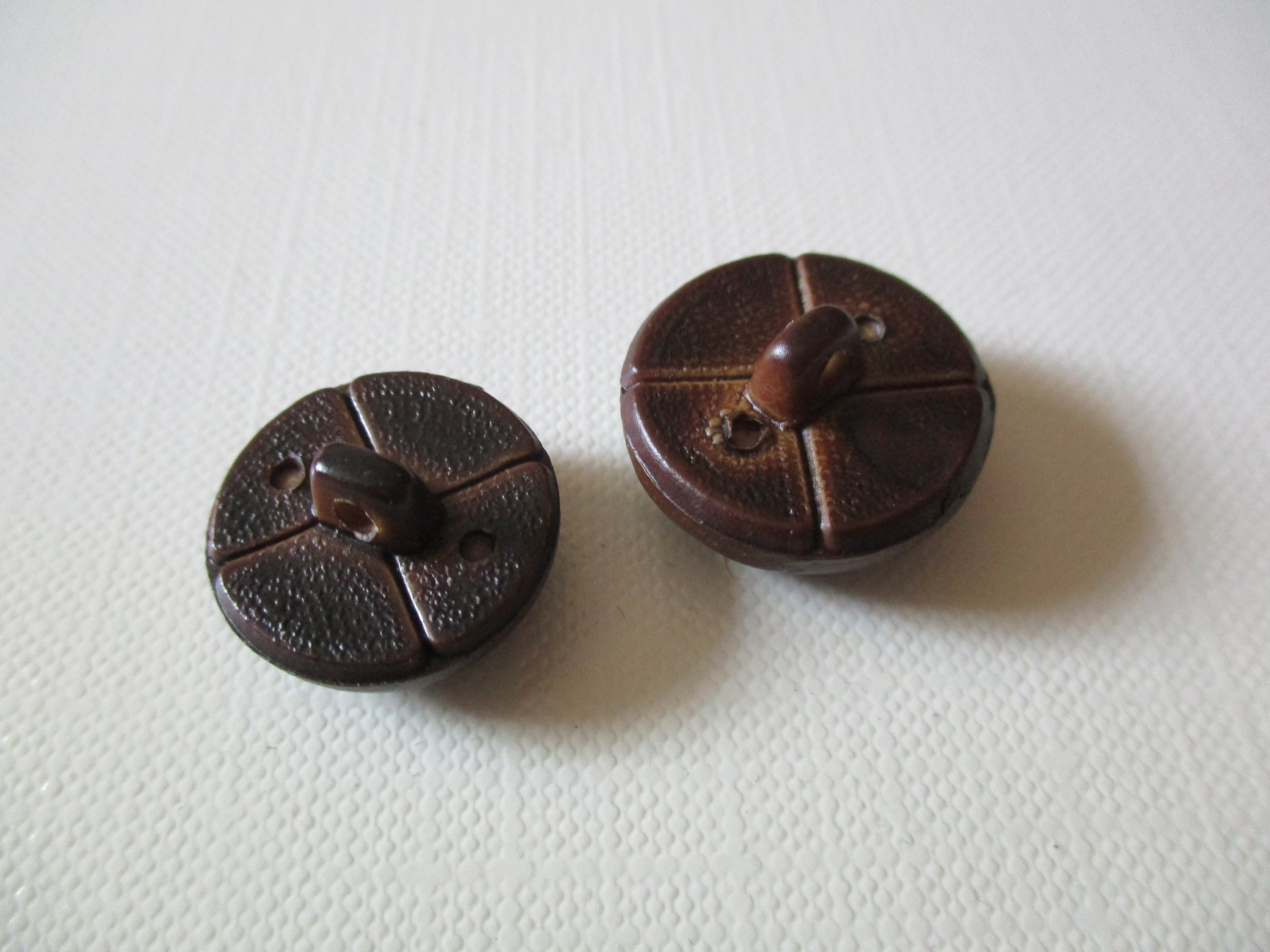 2 Vintage Leather Buttons 1.5 Cm and 1.9 Cm Brown Eye Etsy New Zealand