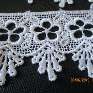 2 m weiße Spitze , 5,3 cm, Ansatzspitze, Vintage-Spitze, Ätzspitze, Hochzeitskleid