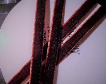 2 m velvet cord, 9 mm, burgundy, dark red