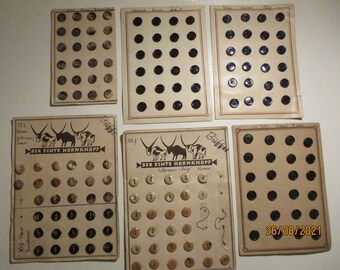 von 1,3 bis 2,7 cm je 6 oder 8 oder 12 Stück Vintage Büffelhornknöpfe