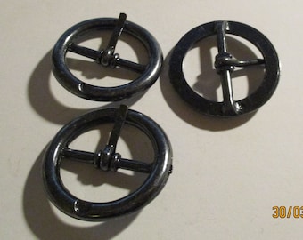2 x Gürtelschnalle, Taschenschnalle, Schuhschnalle, Metall für 22 mm Breite, 32 mm Durchmesser, anthrazit