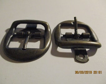 2 x Gürtelschnalle, Taschenschnalle, Schuhschnalle, Metall für 24 mm Breite, 4 x 5 cm Außenmaß, bronzefarben