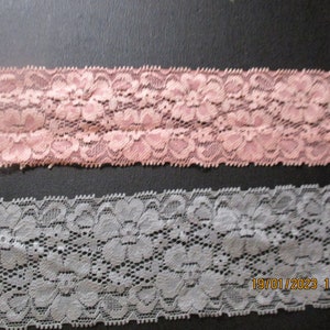 3m elastische Spitzenborte, rosa oder grau, 6cm, Einsatzspitze, Haarspitze, Strumpfband, T-Shirt, Wäschespitze