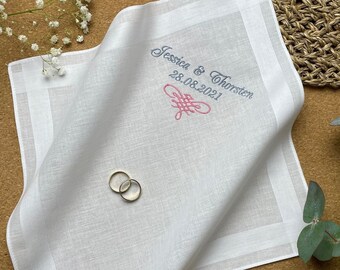 Embroidered handkerchief for the wedding for the newlyweds