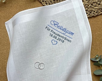 Embroidered wedding handkerchief for the groom's tears of joy