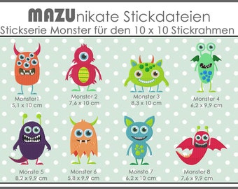 Stickdatei Serie  Kleine Monster