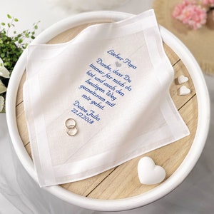 Embroidered wedding handkerchief for the father of the bride