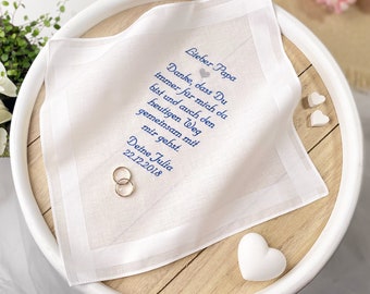 Embroidered wedding handkerchief for the father of the bride