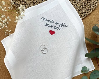 Embroidered wedding handkerchief for tears of joy from the bride and groom