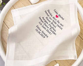 Embroidered handkerchief for the bride's mother or father