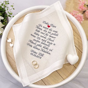 Wedding gift for father of the bride, embroidered fabric handkerchief