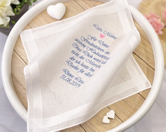 Besticktes Taschentuch für die Eltern des Hochzeitspaares