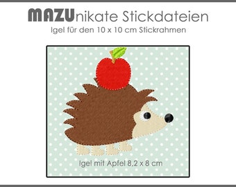 Embroidery file hedgehog - applicaton embroidery frame 10 x 10 cm