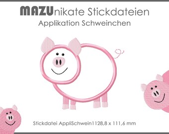 Stickdatei Schweinchen Applikation