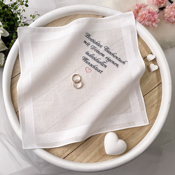 Embroidered handkerchief with your own, individual text