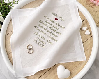 Embroidered wedding handkerchief for the father of the bride