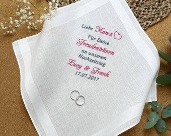 Embroidered cloth handkerchief for the parents of the bride and groom