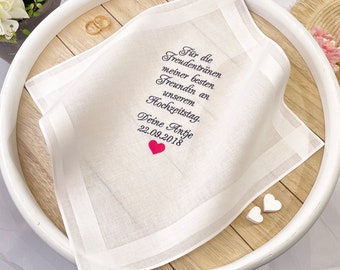 Embroidered handkerchief for the wedding for the best friend or maid of honour