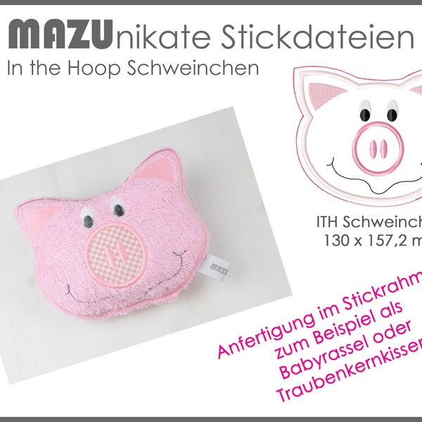 Stickdatei Schweinchen in the Hoop (ITH)