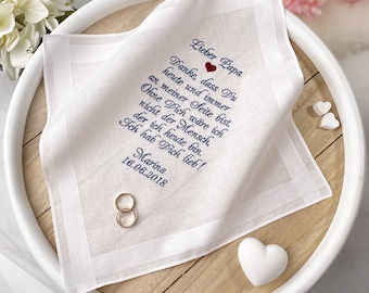 Embroidered wedding handkerchief for the bride and groom's favorite people