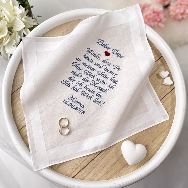 Embroidered wedding handkerchief for the bride and groom's favorite people