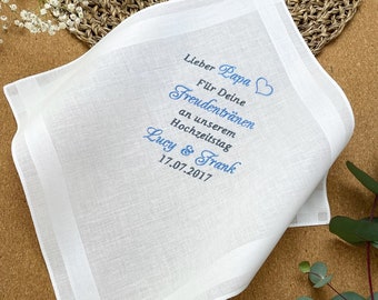 Embroidered cloth handkerchief for the parents of the bride and groom