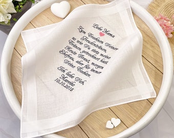 Embroidered handkerchief for the bride's mother or father