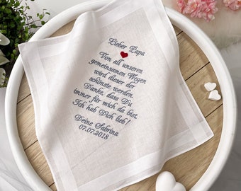 Embroidered handkerchief for the bride's dad