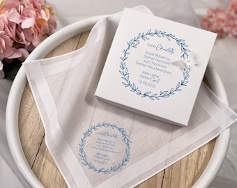 Printed fabric handkerchief for the wedding "Something Blue"