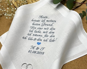 Personalized fabric handkerchief for the groom's wedding