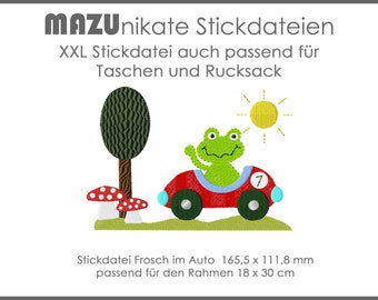 XXL Stickdatei Frosch im Auto