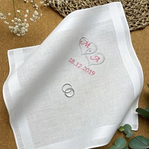 Embroidered wedding handkerchief for bride and groom for tears of joy
