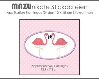 Stickdatei Applikation zwei Flamingos