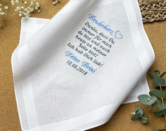 Embroidered cloth handkerchief for the brother of the bride or groom