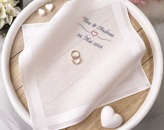 Embroidered wedding handkerchief for the bride and groom