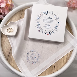 Bedrucktes Stofftaschentuch "Etwas Blaues" zur Hochzeit