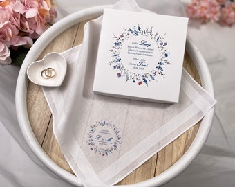 Printed fabric handkerchief "Something Blue" for the wedding