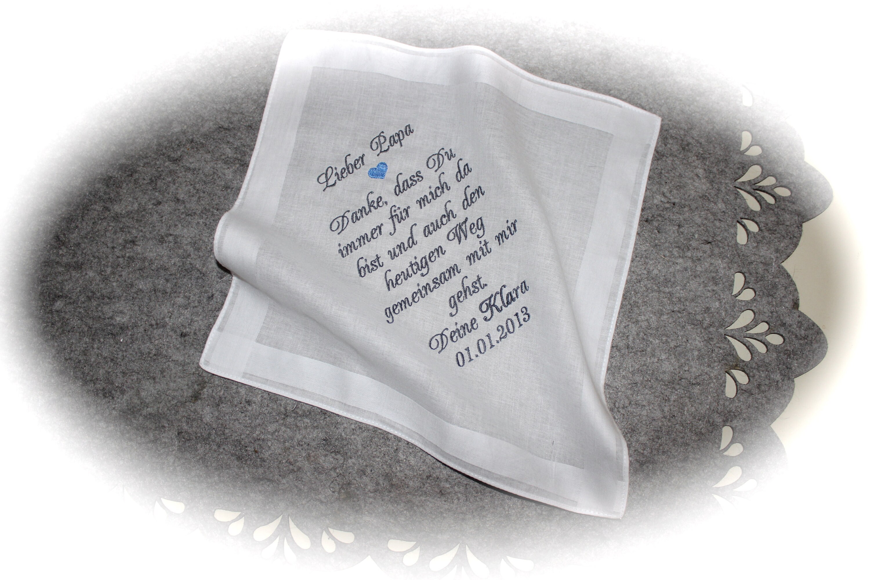 Besticktes Taschentuch zur Hochzeit für den Brautvater Etsy