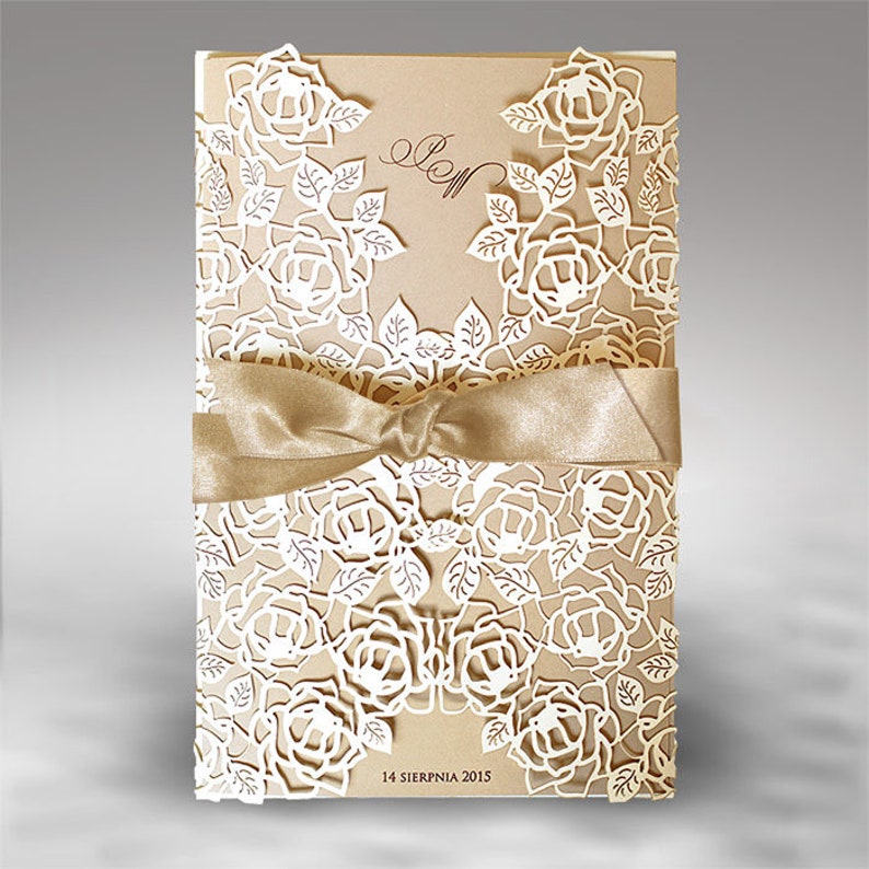 Wedding Invitation, lace, laser cut, ivory image 6