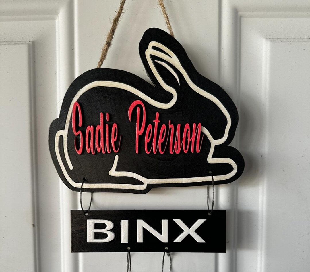 Name Sign For Rabbit Personalized Rabbit Cage Sign: Black & White Wooden Pet Name Plate - Etsy