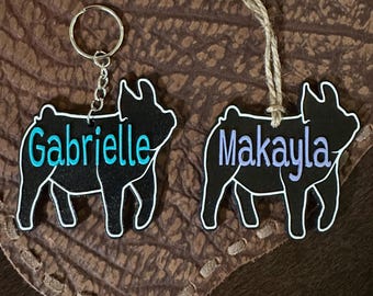 Personalized Show Pig Keychain / Show Hog Ornament