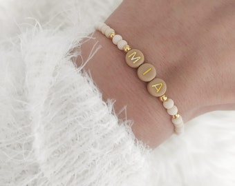 Bracciale nome bracciale filigrana iniziali desiderate bracciale iniziali lettere bracciale beige rosé