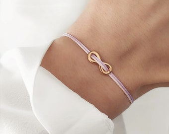 Armband Infinity Roségold Bracelet Makramee Rosa Flieder Geschenkidee