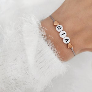 Nombre personalizado pulsera amistad amor pulsera rosa oro deseo letras letras iniciales opción de color